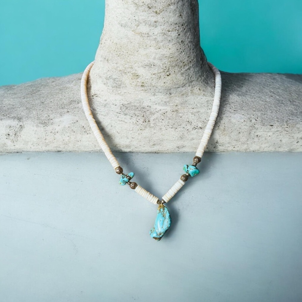 Artesian made Turquoise and Heishi Beaded Necklace